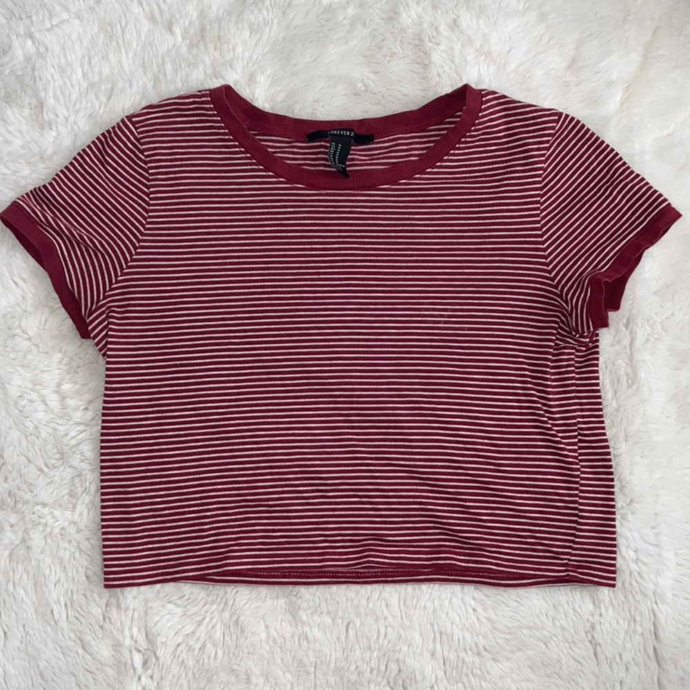 Red Micro-Stripped Ringer Tee - Picture 3 of 5